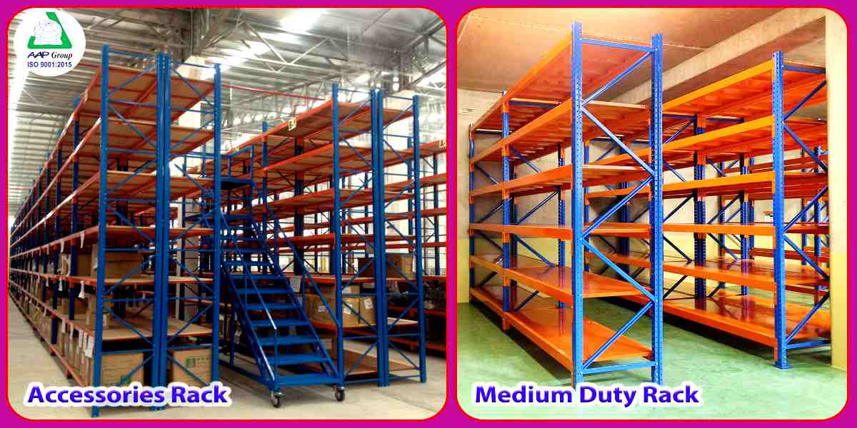 Slide showcasing versatile accessories racking systems for organized storage